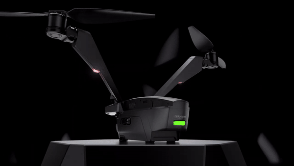 V-shaped bi-copter in flight – animated gif